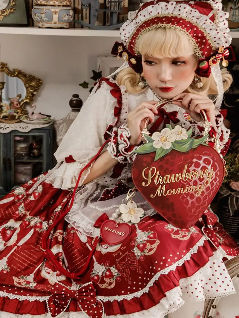 

Оригинальные клубничные женские сумки в стиле Лолиты, милые милые сумки на плечо для девочек, дизайнерская сумка