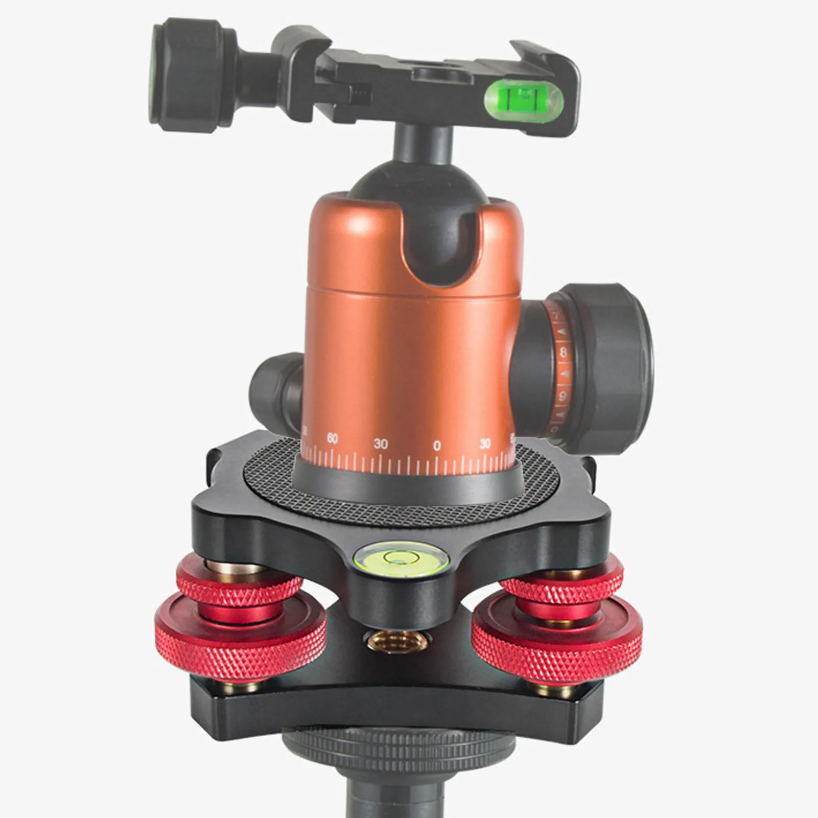 Tripod Head Leveling Base Camera Leveler Aluminum Alloy 3/8 Inch Thread Precise 3 Bubble Level Triple Wheel Leveler for Macro Pa
