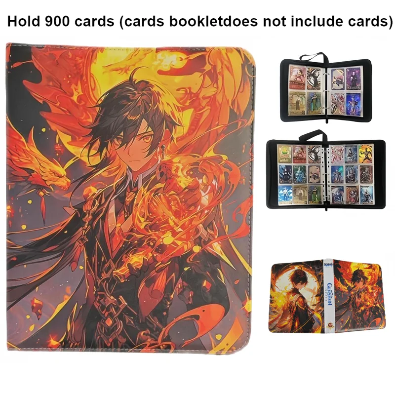 400/900 PCS Anime Genshin Impact Lumine Morax Beelzebul Card Album Map Letter Holder Binder Notebook Card Book Collection Folder