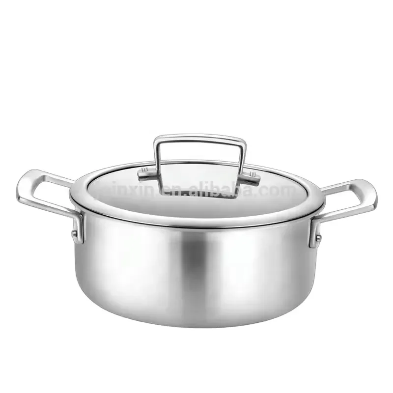 20cm Two Handle Restaurant Cooking Pot Titanium Saucepan Pure Easy Heat Conduction Cookware Sets Eco-friendly Stocked Metal