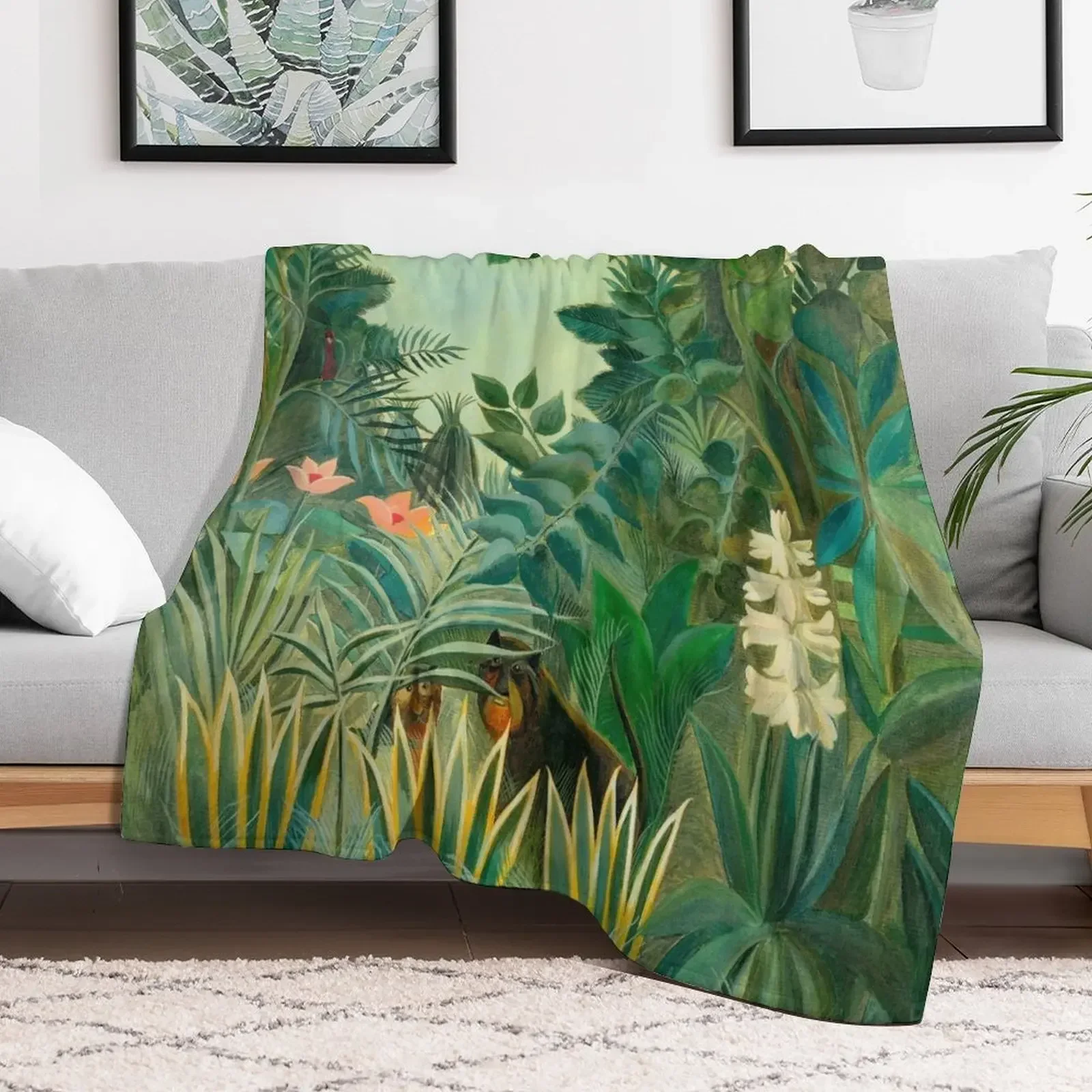 

The Equatorial Jungle - Henri Rousseau Throw Blanket Travel Plaid Luxury Thicken Bed Fashionable Blankets