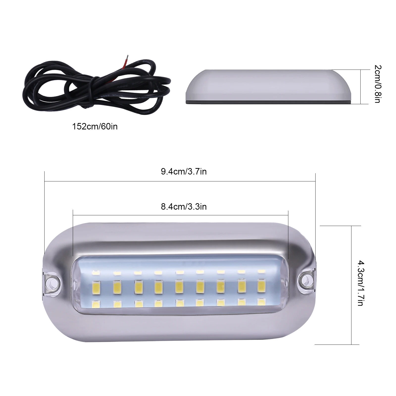 Impermeável branco Transom LED Light, Par de luzes subaquáticas marinhas, Conjunto de 2 Mini 27