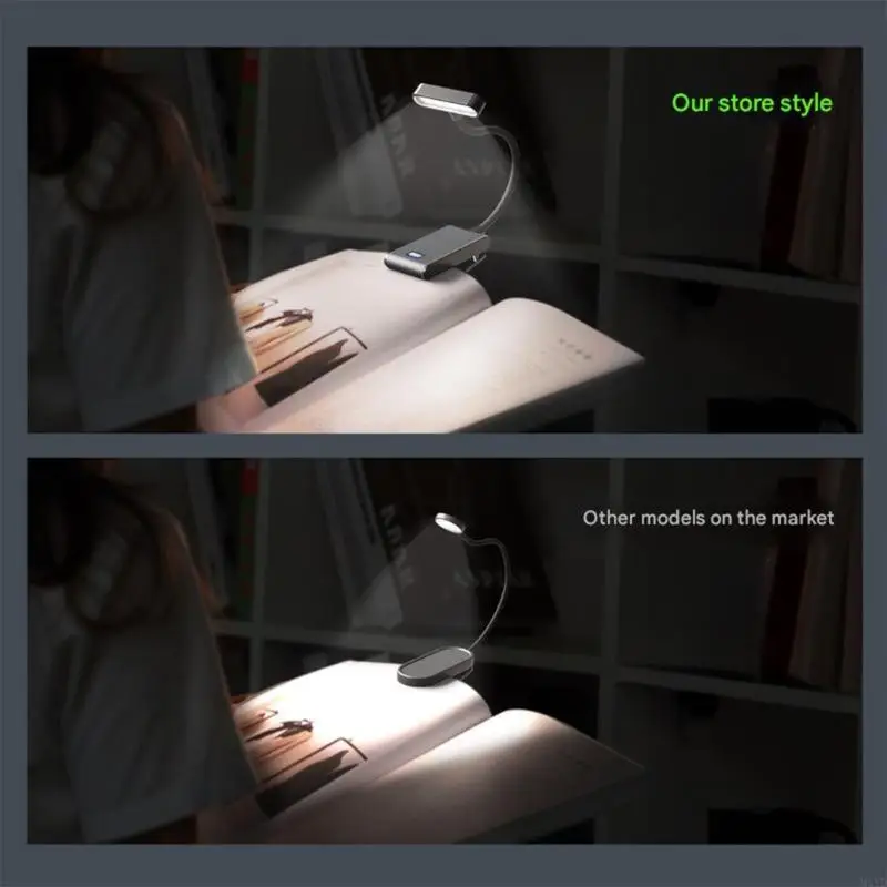Intelligent Digital Display Rechargeable Portable Book Light 3 Brightness Level 2200mAh Battery Clip on Lamp for Reading M4YD