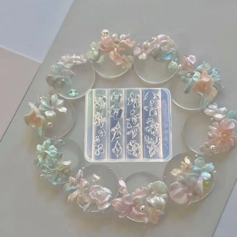 3D-geprägte Blumen-Nagel-Silikonform, handgeschnitzte Blumenform, wiederverwendbare Vorlage für Nagelkunst und Schmuckherstellung, Dekorationswerkzeug – Detail 3