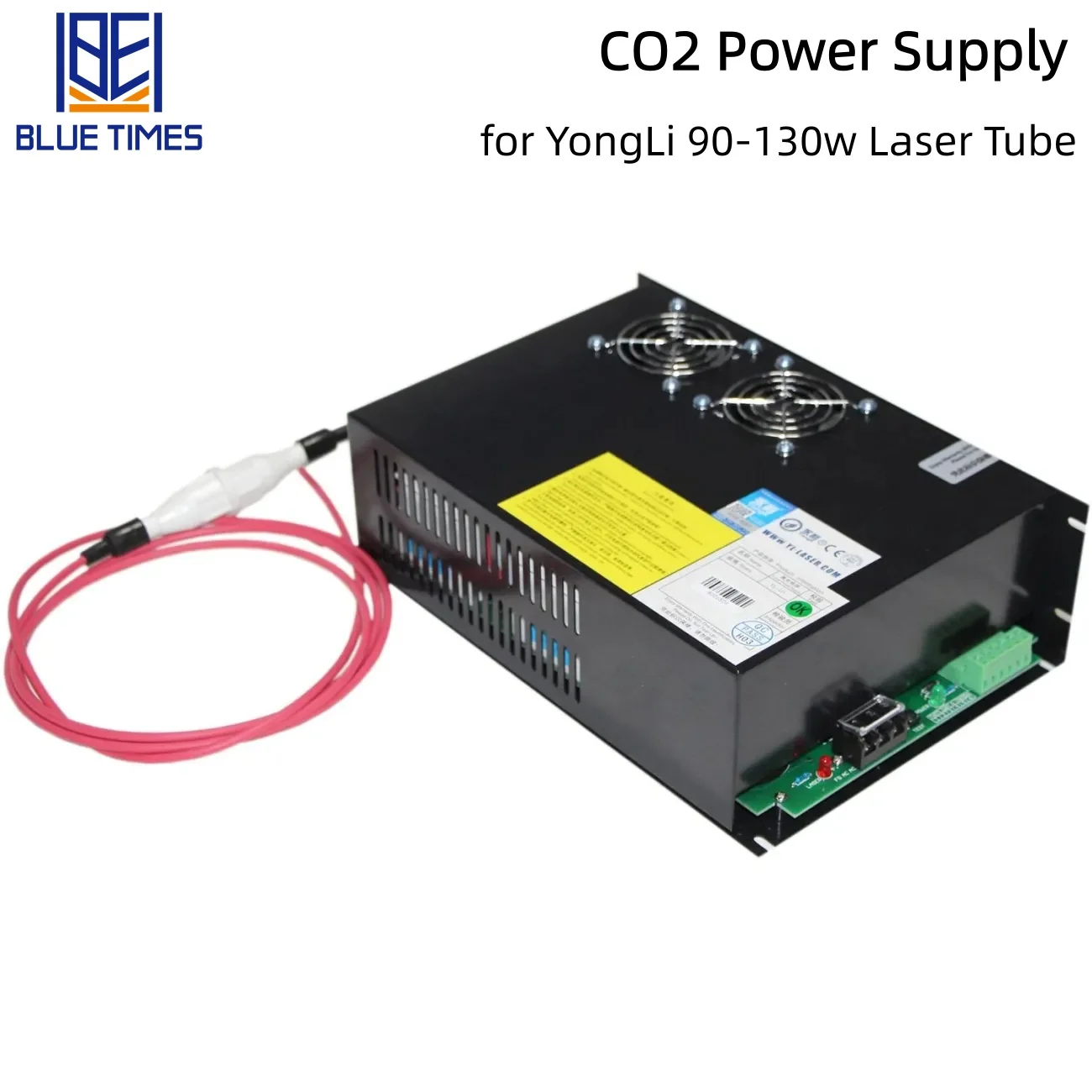 Bluetimes CO2-Laser-Netzteil für 90–130 W YongLi-Laserröhre, Ausgangsspannung 35 kV, maximaler Strom 28 mA, Größe 270 x 180 x 80 mm