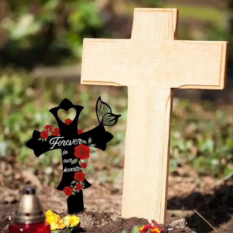 Grave Yard Decorations Grave Decorations For Cemetery Waterproof Memorial Rose Garden Stake Metal Outdoor Butterfly Stakes For