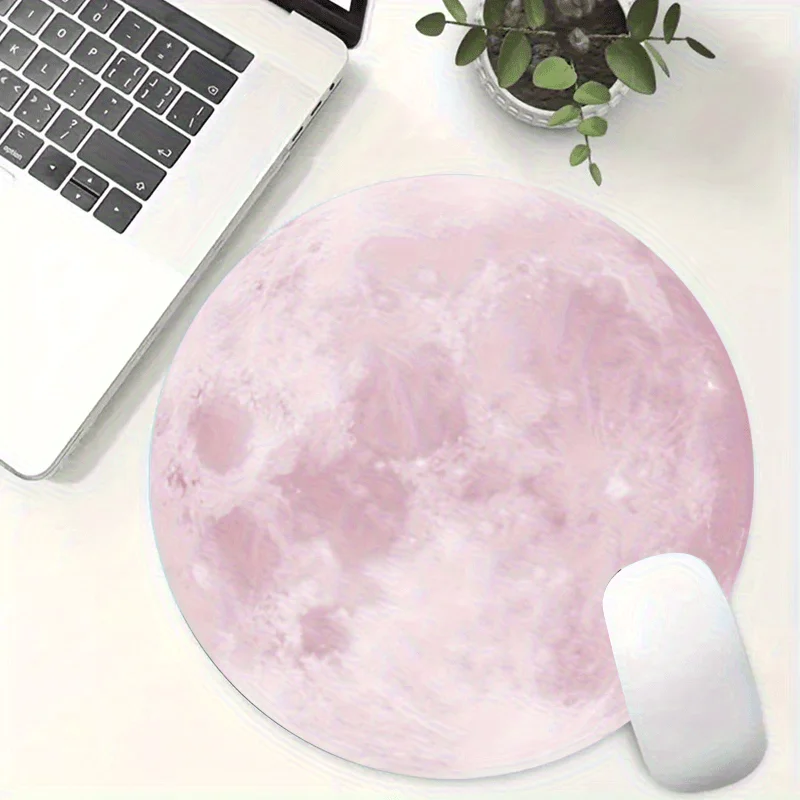 Moon Pattern Round Mouse Pad Non-Slip Rubber Surface Desk Accessories Desk Pad Pc Setup Accessories Mouse Mat Rug Deskmat