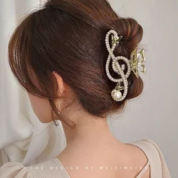 Elegant Music Note Grabbing Hair Clip Women Luxury Rhinestone Back Volume Shark Headdress Clip Girl Heawear Accessory