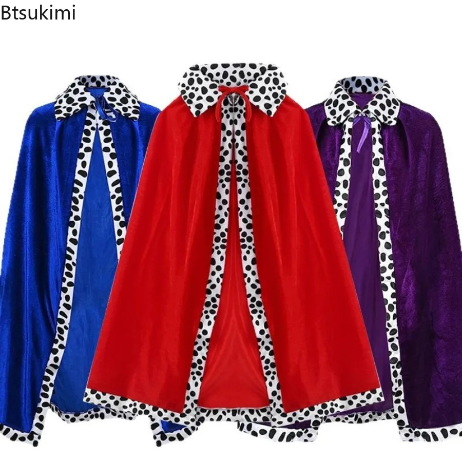 

Halloween Adult King Cloak Cosplay Costume Kids Prince Cape Robe Vintage Velvet Cloak Children Birthday Party Clothing Accessory