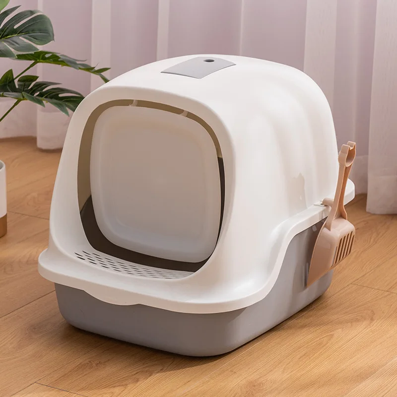 Wholesale Pet Cleaning Automatic Cat Toilet Products Plastic Large Space Box Closed Cat Litter Box Cat Litter Trays