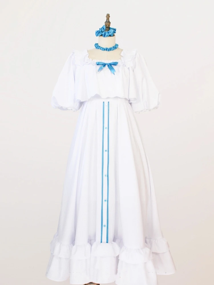 

Amiya Cosplay Costume Arknight White Princess Dress Anime Women Elegant Dress Summer Sleepshirt Role Play Suit Halloween Suit