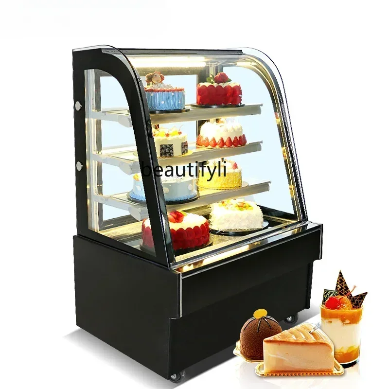 53cqyAir-Cooled Cake Counter Refrigerated Display Cabinet Commercial Glass Fruit Preservation Freezer
