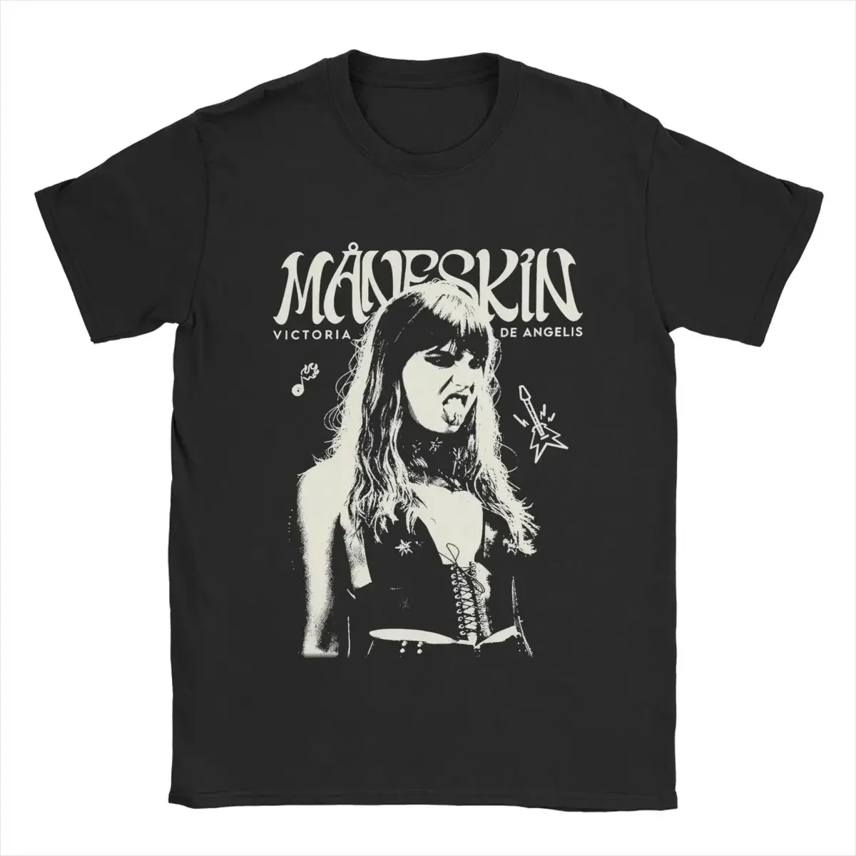 Rock Band Music Maneskin T-Shirt for Men Funny 100% Cotton Tee Shirt Round Collar Short Sleeve T Shirts Plus Size Tops