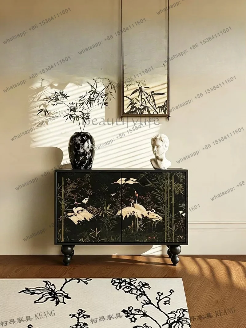 XX French medieval style solid wood dining side cabinet living room entrance foyer entrance locker