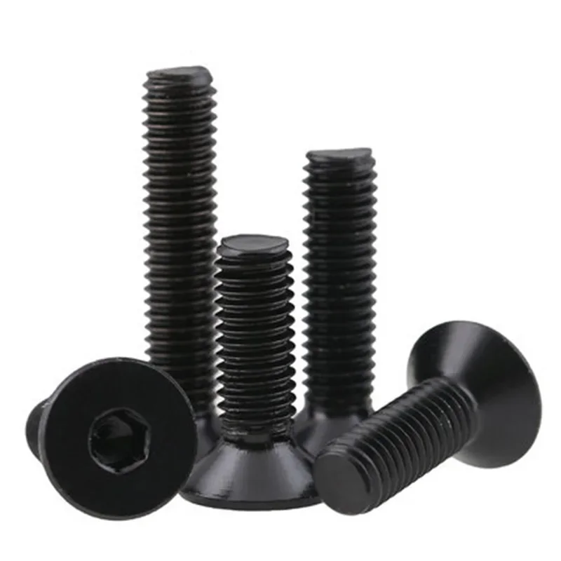 1Best 10pcs M4 flat head screw countersunk heads Hexagon bolt 304 Black stainless steel flats cup screws 6mm-30mm Length