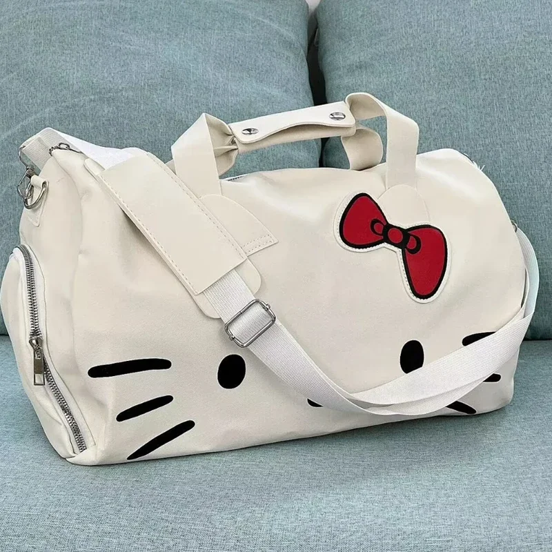 MINISO Hello Kitty спортивная дорожная сумка с героями мультфильмов, милая сумка через плечо из искусственной кожи, водонепроницаемая женская сумка Kawaii, большая вмести...