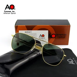 American AO Sunglasses Men Army Military Aviation Pilot Sun Glasses Woman Luxury Brand Vintage With Original Box