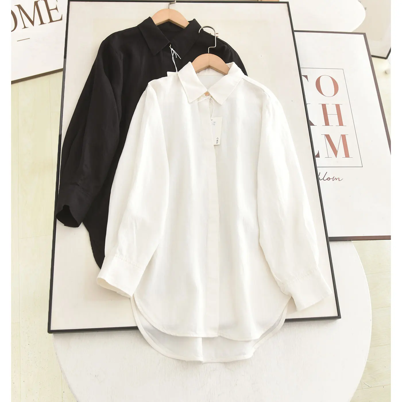 

Loose Linen Shirt Collar Lazy Style Spring Summer 2026 Women's Breathable Long Sleeve Simple Style Fashionable Casual Shirt