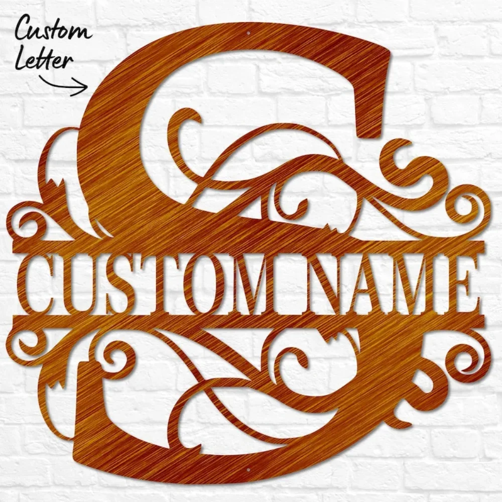 Metal Wall Art of Custom Signs. A Monogrammed Last Name Display. Personalized Family Nameplate. Custom Metal Wedding Present.