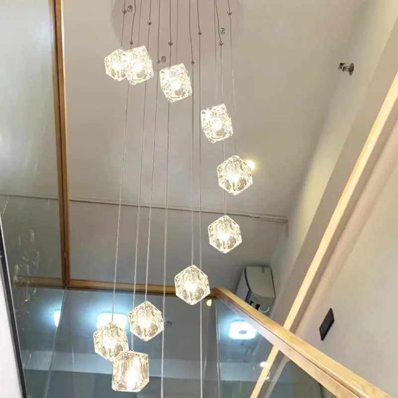 Square Crystal Modern Led Chandelier for Living Room Home Decoration Luxury Loft Hanging Lamp Kitchen Light Bedroom Lighting