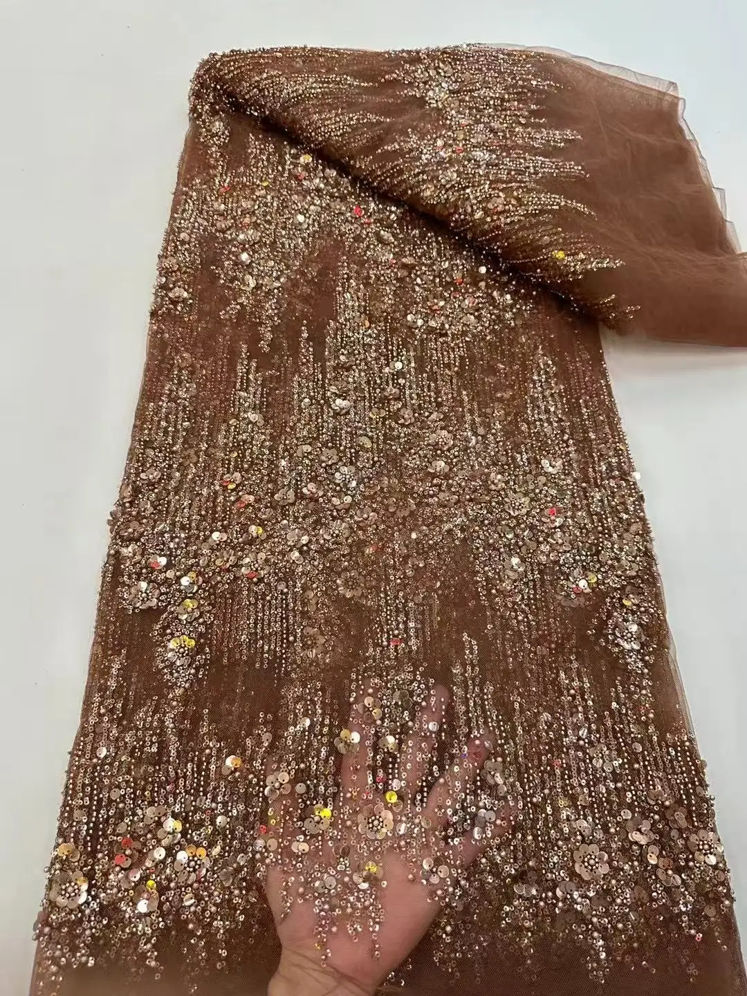 

Luxury African Sequins Beaded Lace Fabric 2026 High Quality Groom Nigerian Wedding Bridal Embroidery French Tulle Sewing