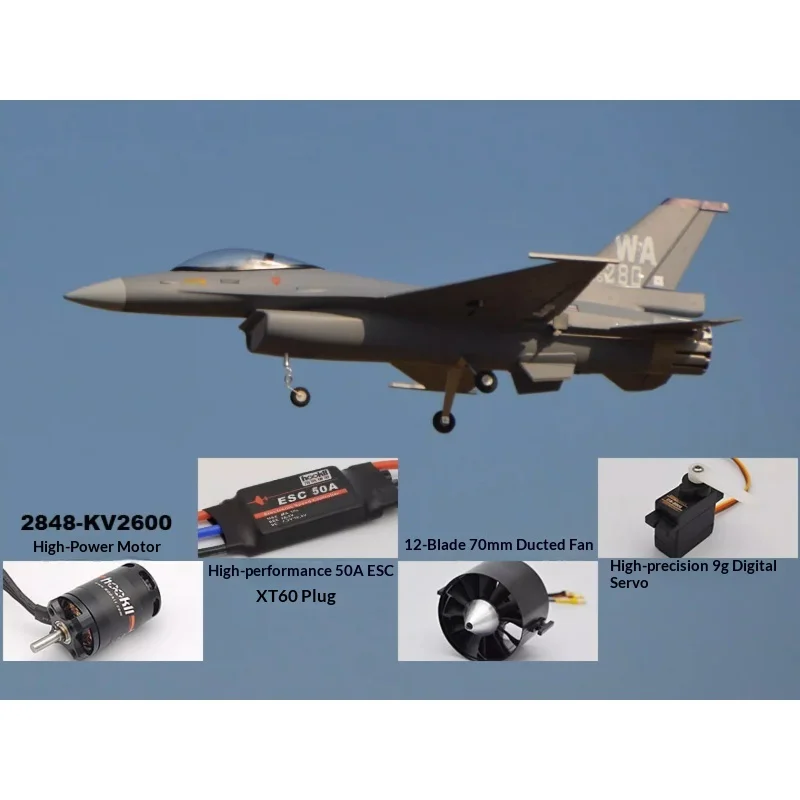 Hookll F16 Rc Fighter Jet 70mm Ducted Fan Remote Control Airplane Powerful Great Sound Effect For Adult Rc Hobby Enthusiasts