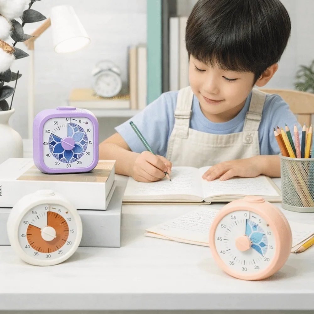 60 Minute Visual Timer Self Discipline Visualization Kitchen Cooking Timer Silent Operation Square / Round Design