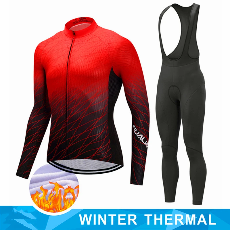 2024 Pro Team Winter Thermal Fleece Cycling Jersey Set Long Sleeve Bicycle Clothing MTB Bike Wear Maillot Ropa Ciclismo Cycling