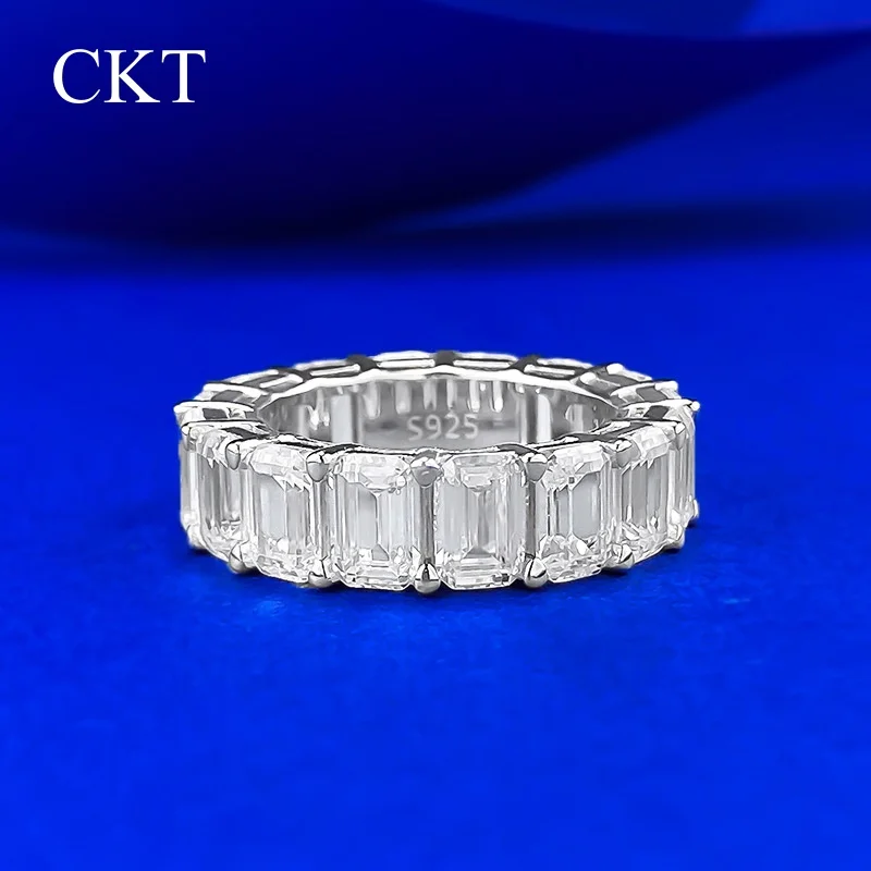

CKT 100% 925 Sterling Silver Oval Heart Round Emerald Cut Lab Sapphire 4*6MM Moissanite Jewelry Wedding Band Row Ring Wholesale