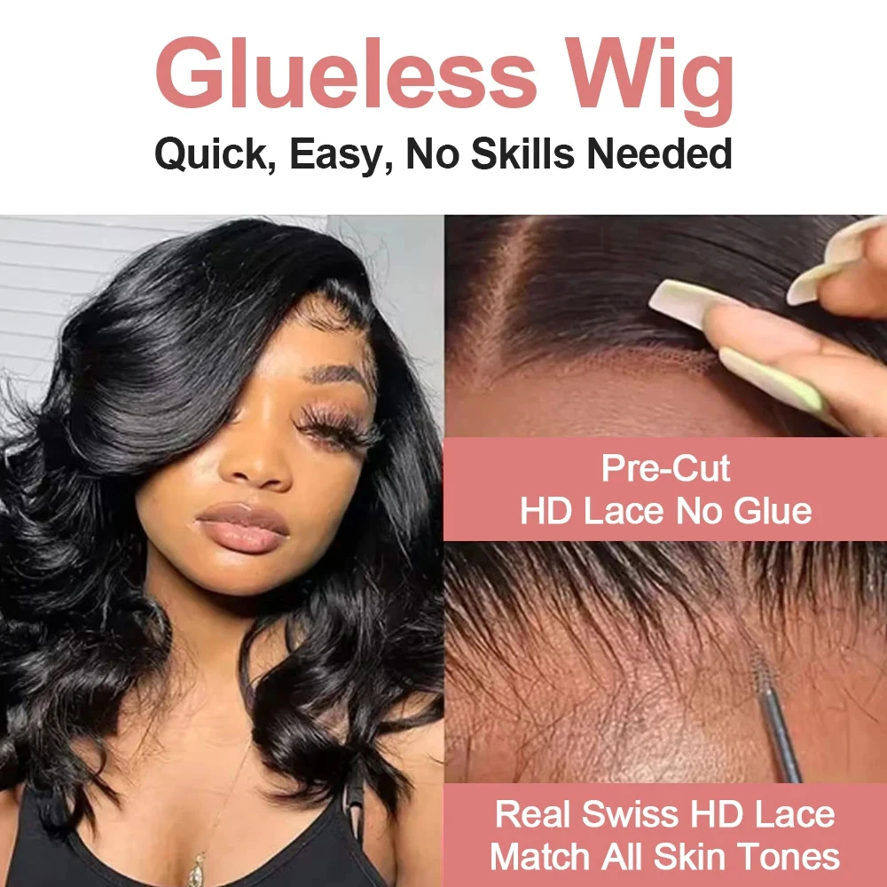 ショートボブウィッグ 13x4 ボディウェーブ グルーレスウィッグ 人毛 ブラジリアンレディトゥウェア 5x5 レースフロントウィッグ 女性用 生え際処理済み