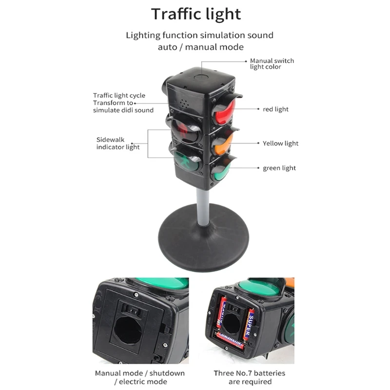Feux circulation réalistes pour enfants, éducatif, jouets, jeux Table, D5QF
