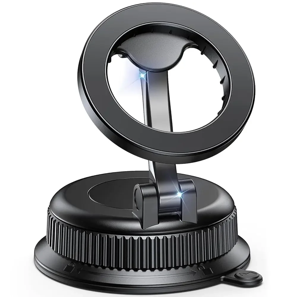 

Magnetic Car Phone Holder for MagSafe, Strong Suction Cup Car Phone Mount for Dashboard & Windshield, 360° Rotatable & Foldab