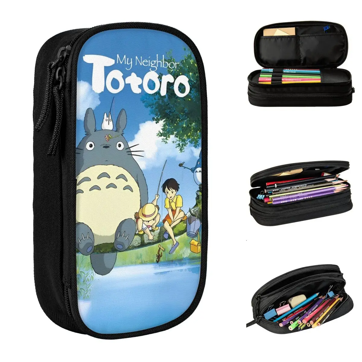 T-Totoros Anime Kawaii Pencil Cases Cartoon Pencil Box Pen Holder Girls Boys Large Storage Bag School Supplies Gifts Stationery