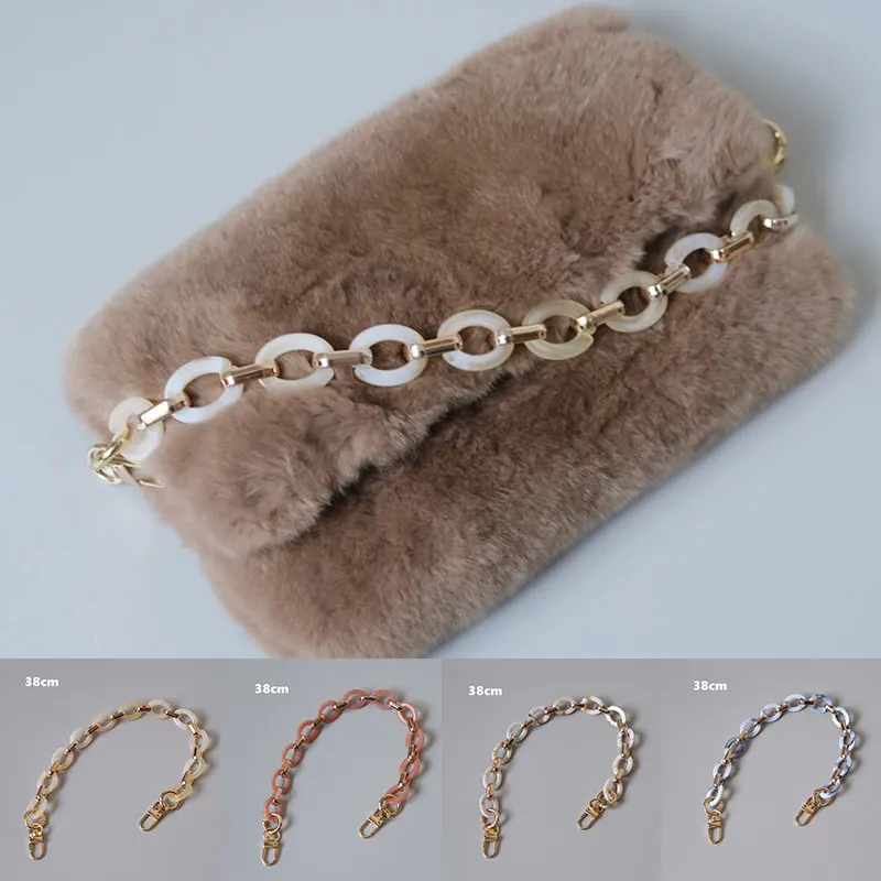 38/67cm Fashion Woman Acrylic Bag Chain Detachable Parts Replacement Chain Beige Resin Luxury Strap With Buckle Handle Chains