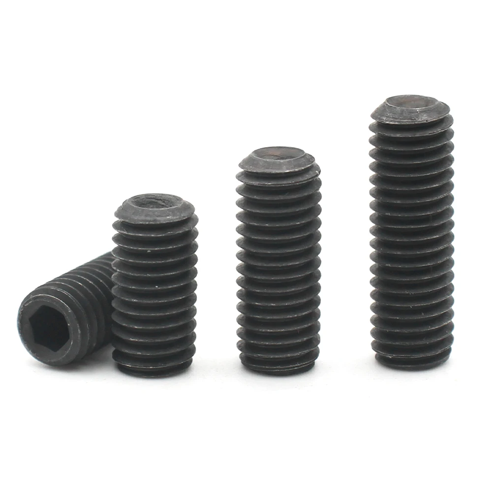 10pcs M2 M2.5 M3 M4 M5 M6 M8 M10 Black Grade12.9 Carbon Steel Hexagon Hex Socket Set Screw Headless Cup Point Set Screw