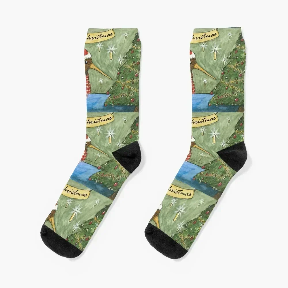 

kiwi christmas scene Socks anime Non-slip kids custom sports Socks Men's Women's