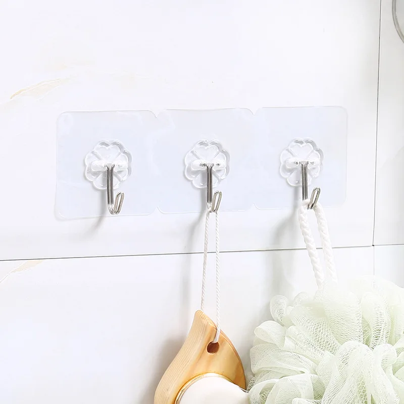 Wall Hook Strong Self-Adhesive Door Wall Hanger Punch-Free Household Storage Kitchen Toilet Bedroom Rack Seamless Paste Hook