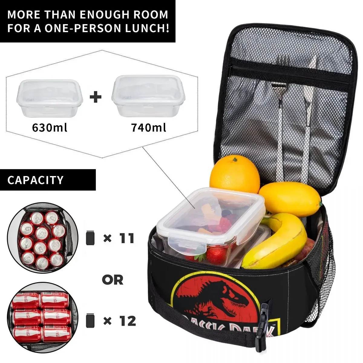 Jurassic Park Insulated Lunch Bag Multifunction Food Box Portable Cooler Thermal Lunch Box School