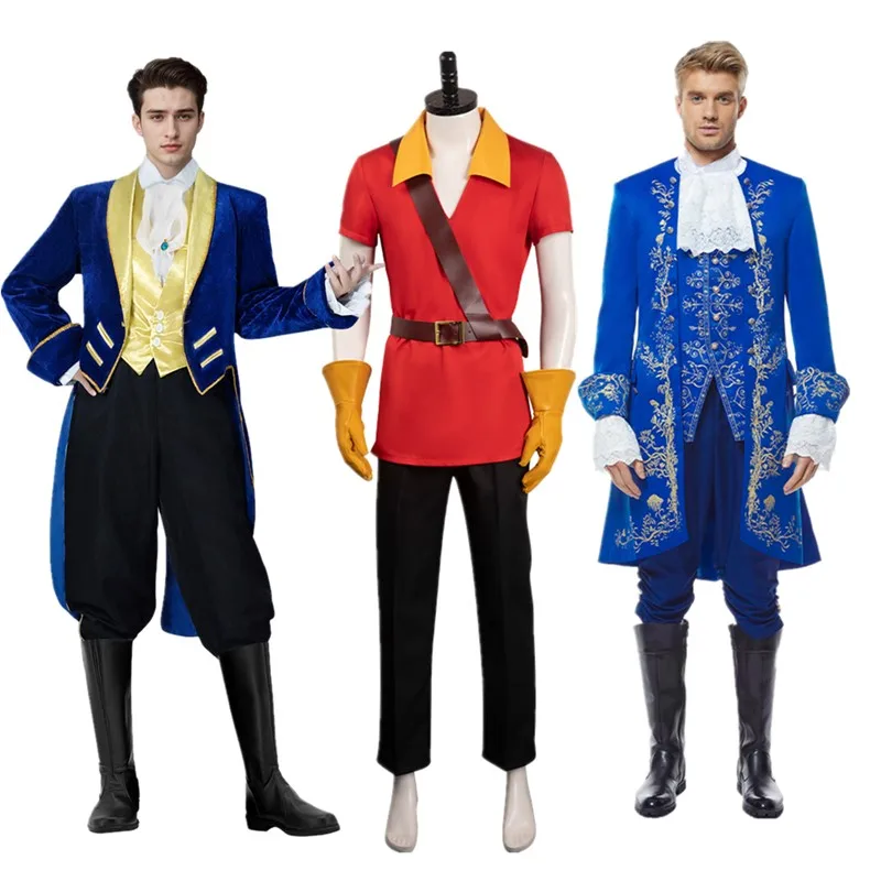 

Принц Фэнтези Зверь Косплей Костюм Гастона Мультфильм Красота Маскировка Мужская Униформа Пальто Брюки Одежда Хэллоуин Карнавальный Костюм Партии