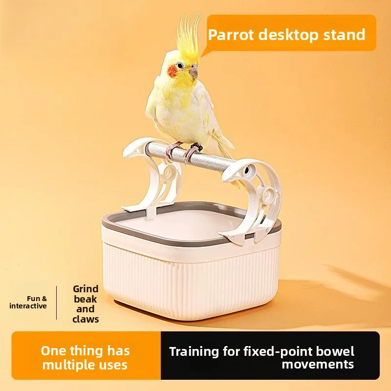 ZHAYAMultifunctional Parrot Potty Stand Floor Tabletop Platform Metal Perch for Budgie Cockatiel Parakeet