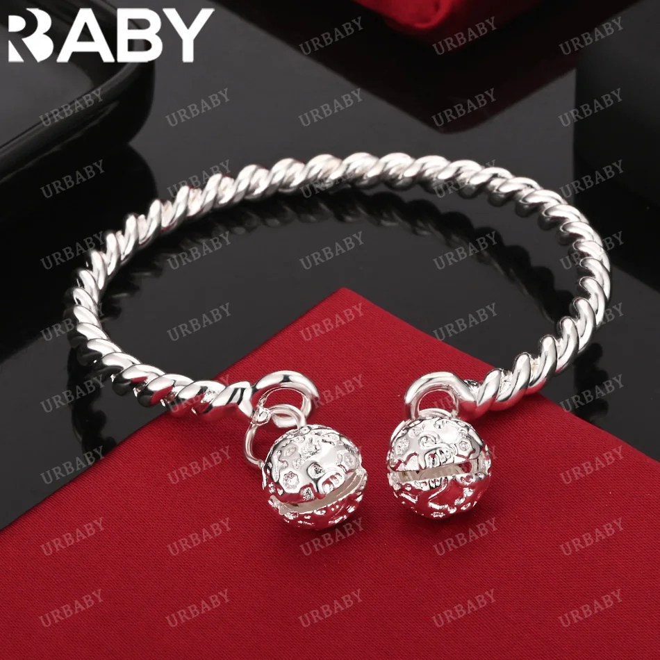 

URBABY 925 Sterling Silver Bangle Bell Thread Bracelet For Women Jewelry Fashion Party And Daily Wear