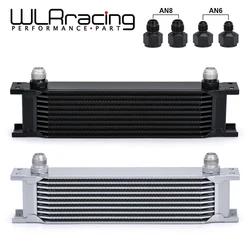 WLR - Aluminum Universal Engine transmission AN10 Oil Cooler 10 rows With 10An Female to AN6 AN8 Male Adaptter Fitting WLR7010