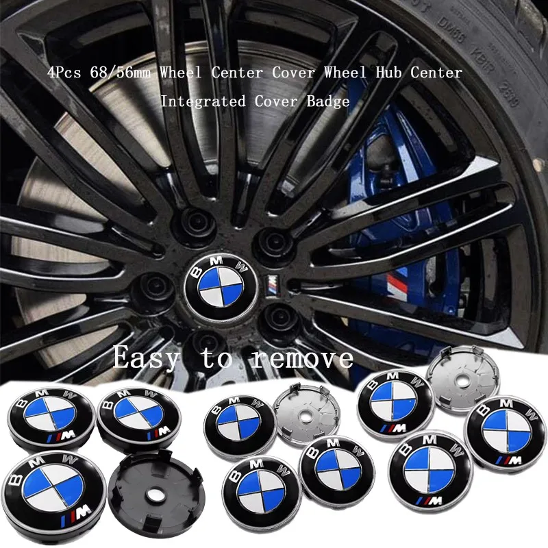 4Pcs 68/56mm Wheel Center Cover Car Hood Front Rear Trunk Emblem Badge For BMW E46 E39 E53 E65 E66 E90 G26 X3 X4 X5 G30/G31/G38 view 2