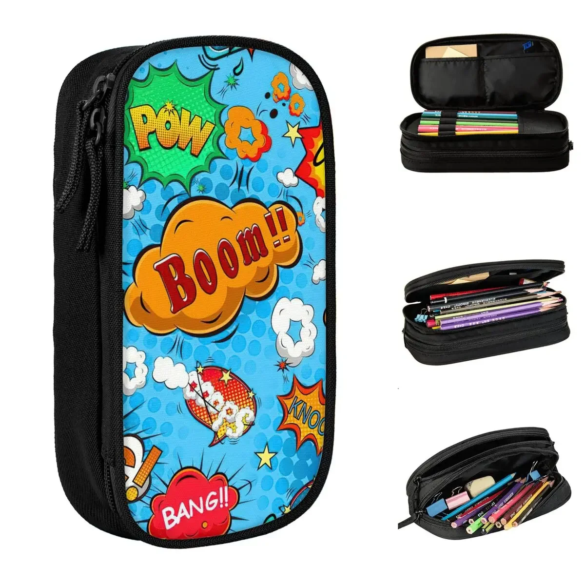 

Colorful Comic Pop Art Books Pencil Cases Pencilcases Pen for Student Large Storage Bags Office Zipper Stationery