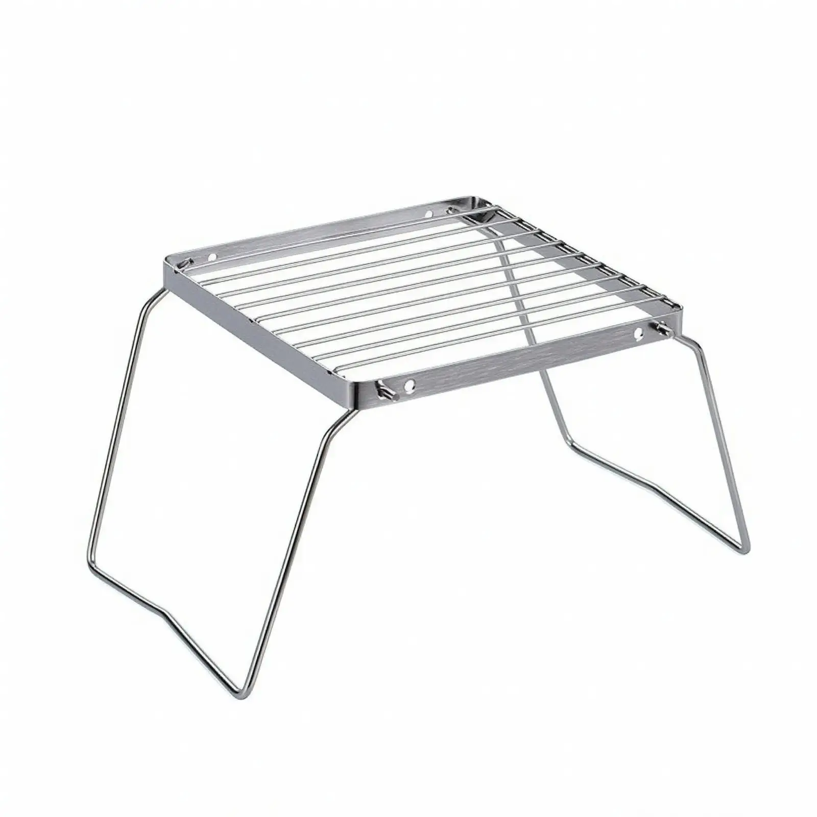 Portable Stainless Steel Grilling Rack | Adjustable Height Positions, Trapezoid