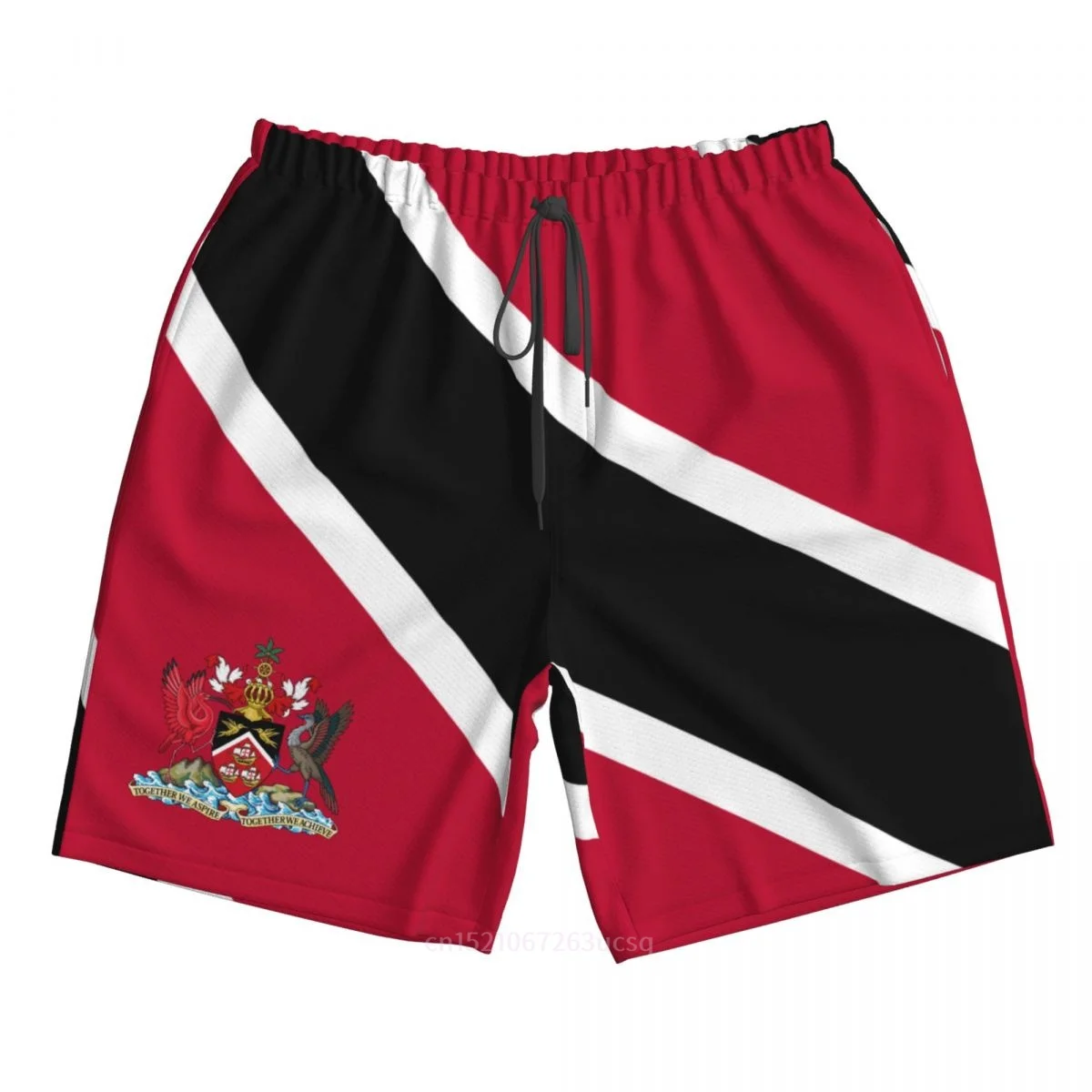 2023 verão poliéster trinidad e tobago país bandeira 3d impresso masculino board shorts praia bolso correndo calças de verão