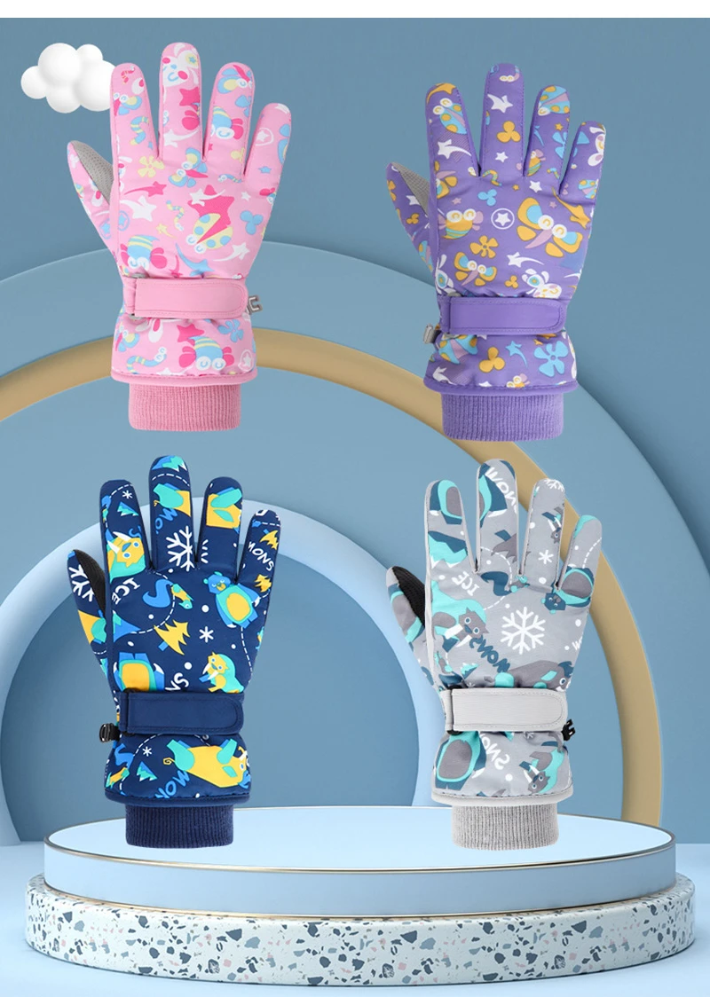 Hohe Qualität Kinder Kinder Ski Handschuhe Winter Snowboard Schnee Warme Handschuh Jungen Mädchen Wasserdicht Verdicken Fäustlinge Halten Finger Warm – Detail 3