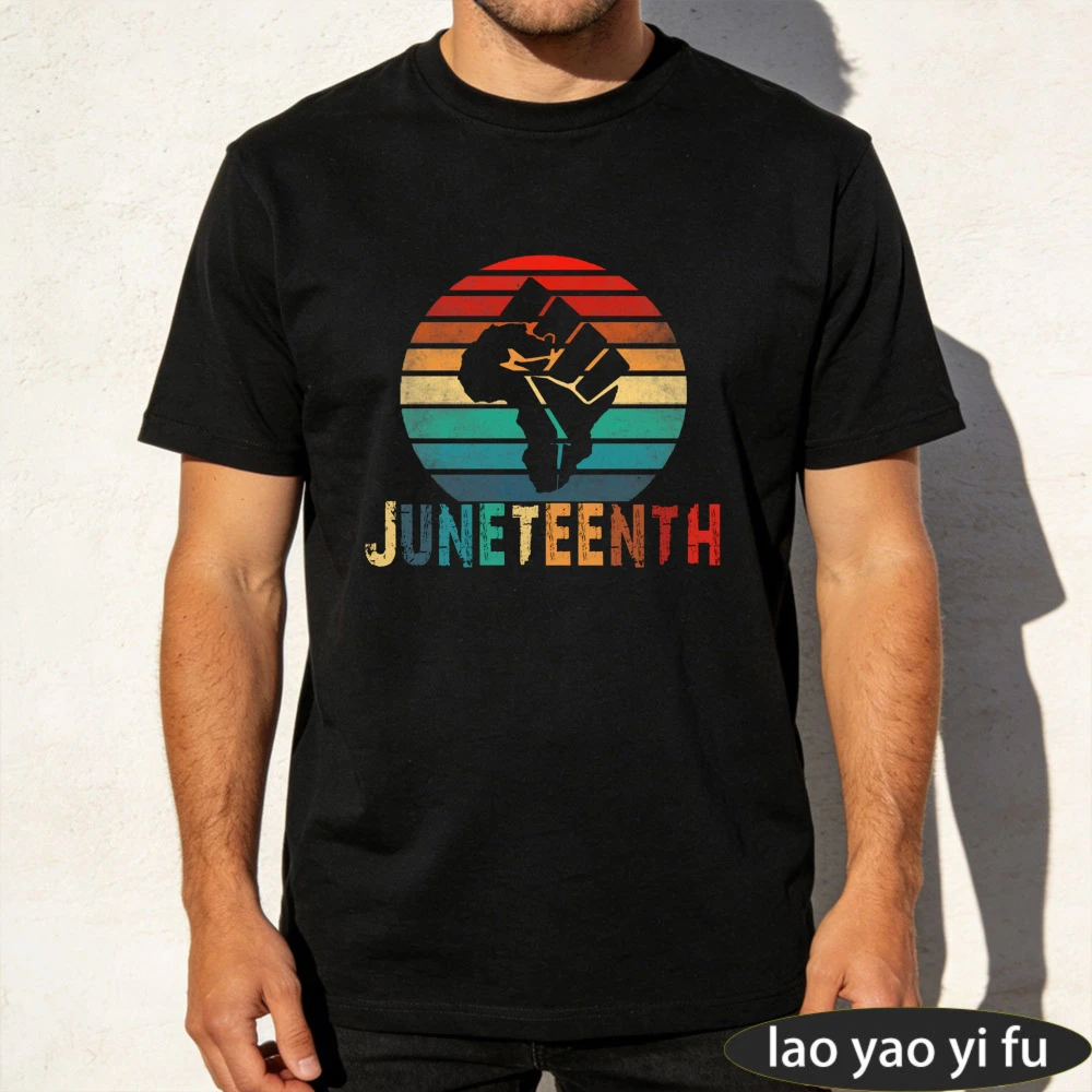 Juneteenth Men T-Shirt African American Independence Day Celebration Gift Tops Retro Graphic Print T Shirt Streetwear Clothes