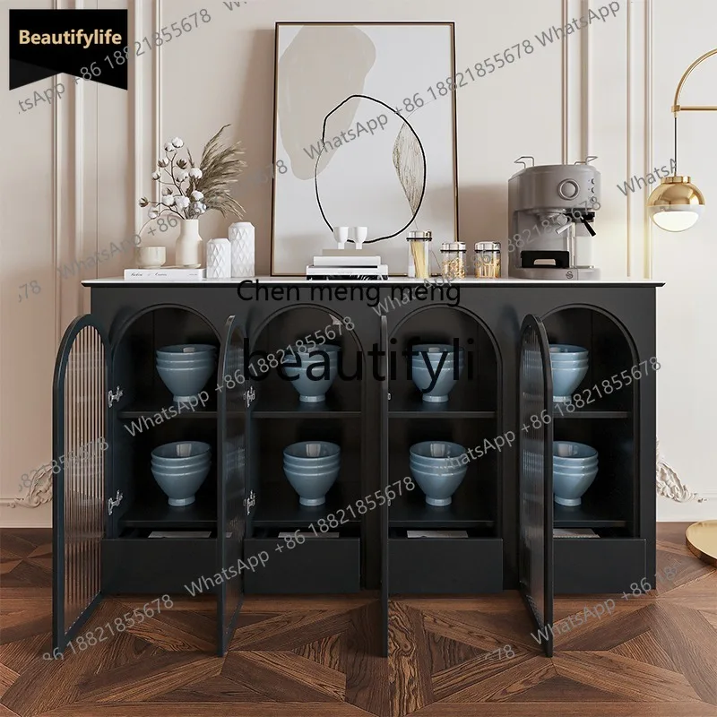 GG American Style Solid Wood Light Luxury Sideboard Decorative Cabinet Hall Cabinet Changhong Glass Entrance Cabinet