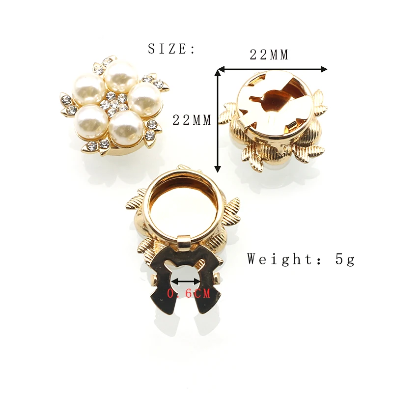 Light Luxury Shirt Button Pearl Fashion Trend 2Pcs/Lot22MM Brooch Button Rhinestone Cuffs DIY Clothing Accessories